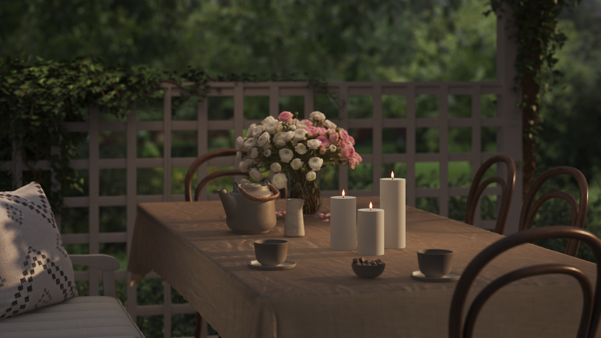 LED Outdoor light Pillar candle With lifelike LED flame