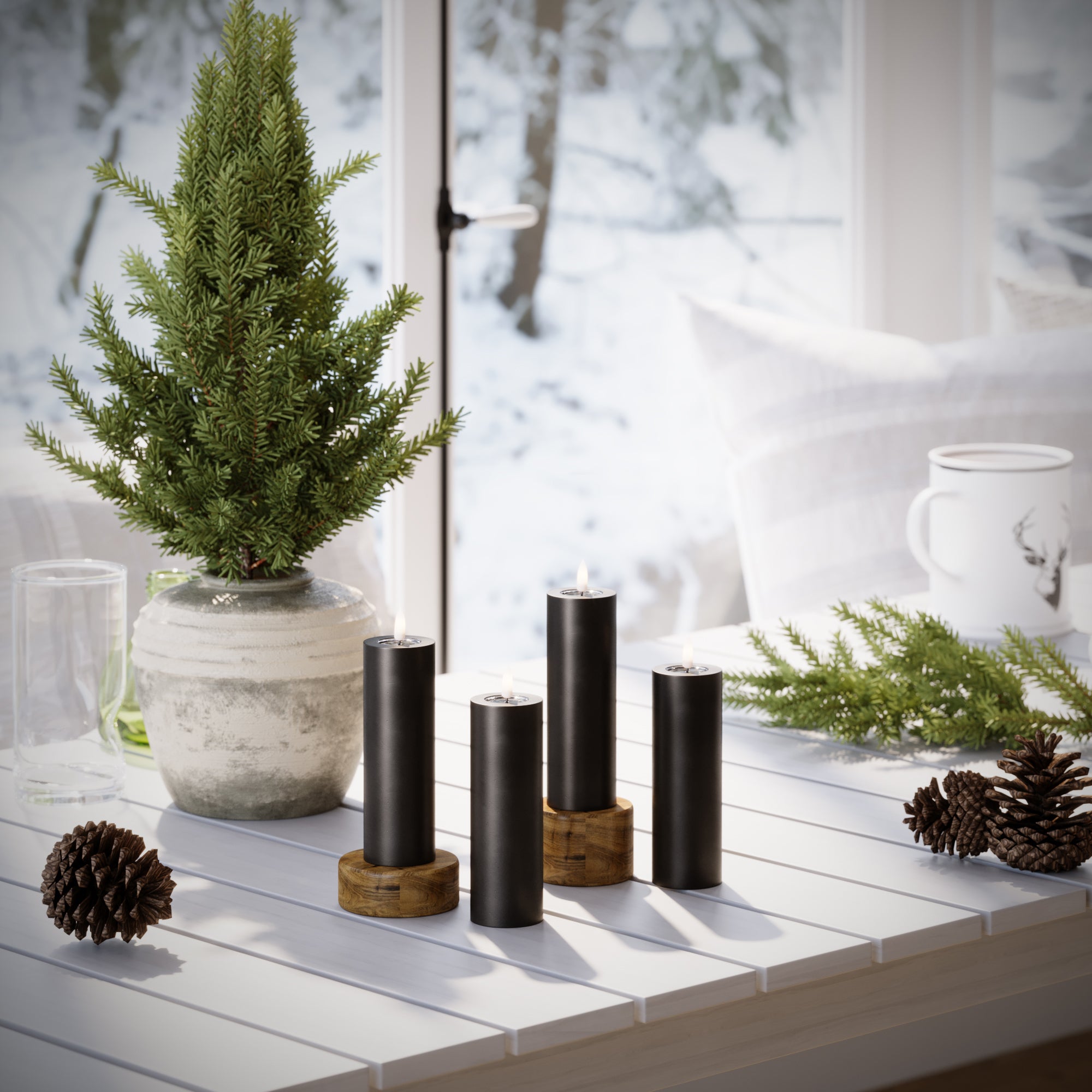 LED blokové svetlá Ø 5 x 15 cm Čierna - 4 ks