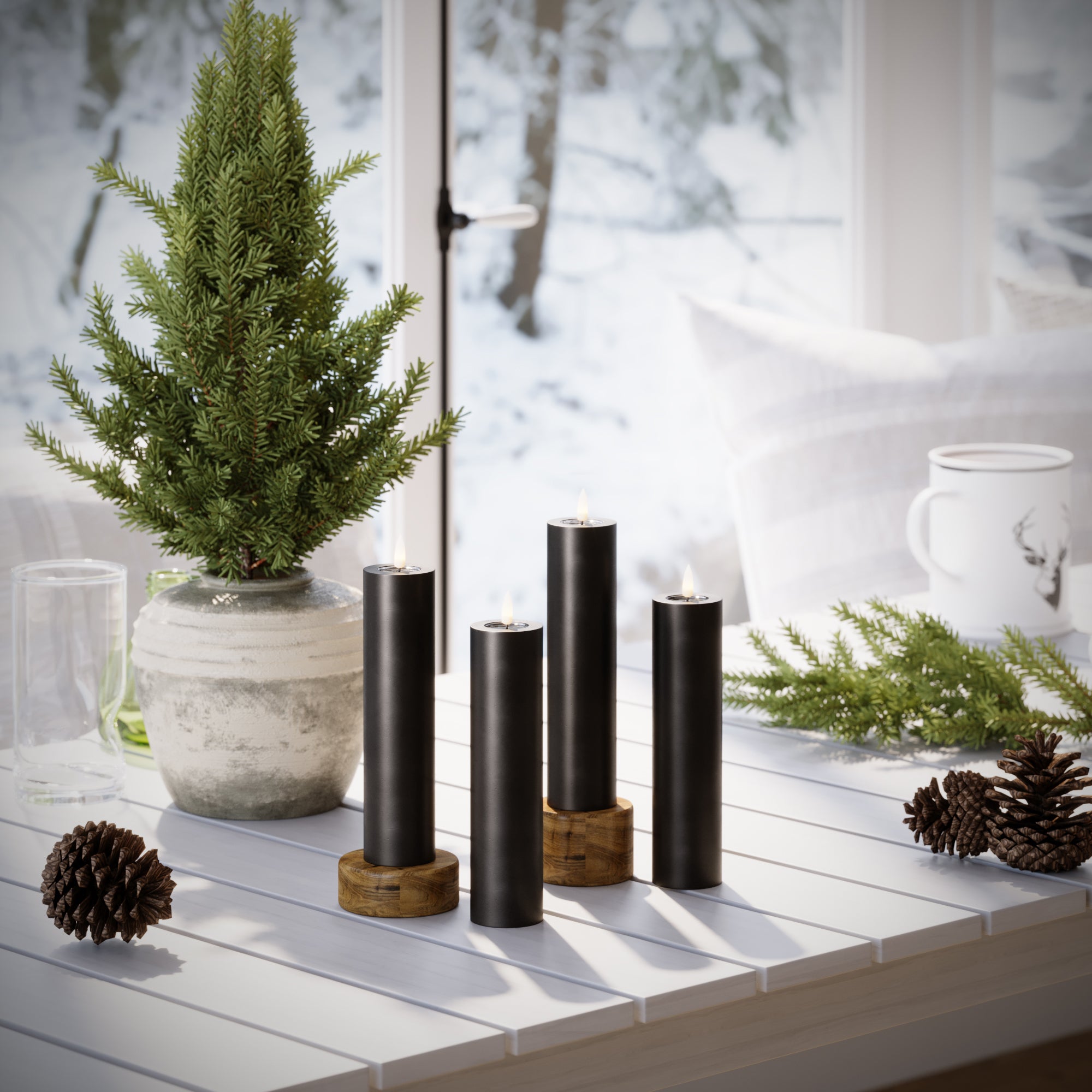 LED Blockljus Ø 5 x 20 cm Svart - 4 st