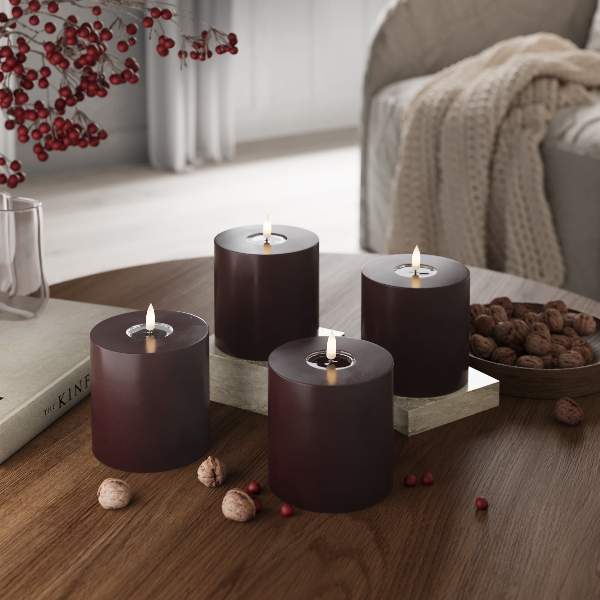 LED Blocklight Ø 10 x 10 cm Burgunder - 4 stk