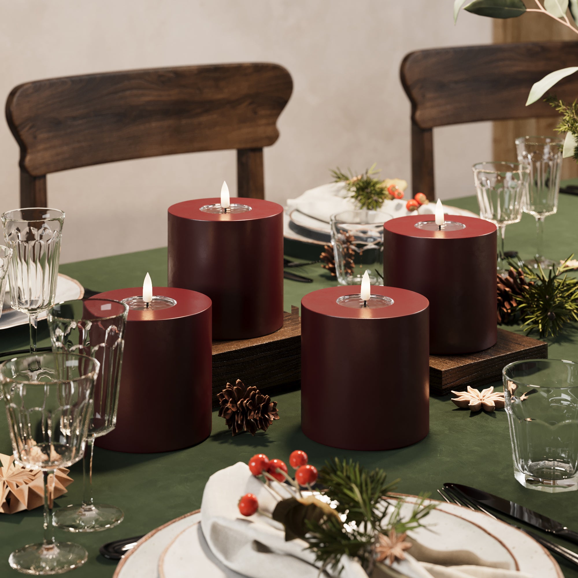 LED Blocklight Ø 10 x 10 cm Burgunder - 4 stk