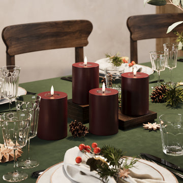 LED Blocklight Ø 7,5 x 10 cm Burgunder - 4 stk