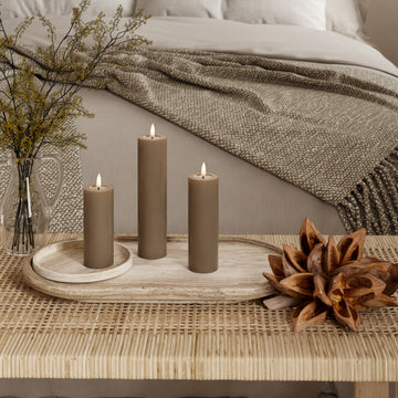 LED blokové světlo - Ø 5 x 12,5 + 15 + 20 cm Karamelová