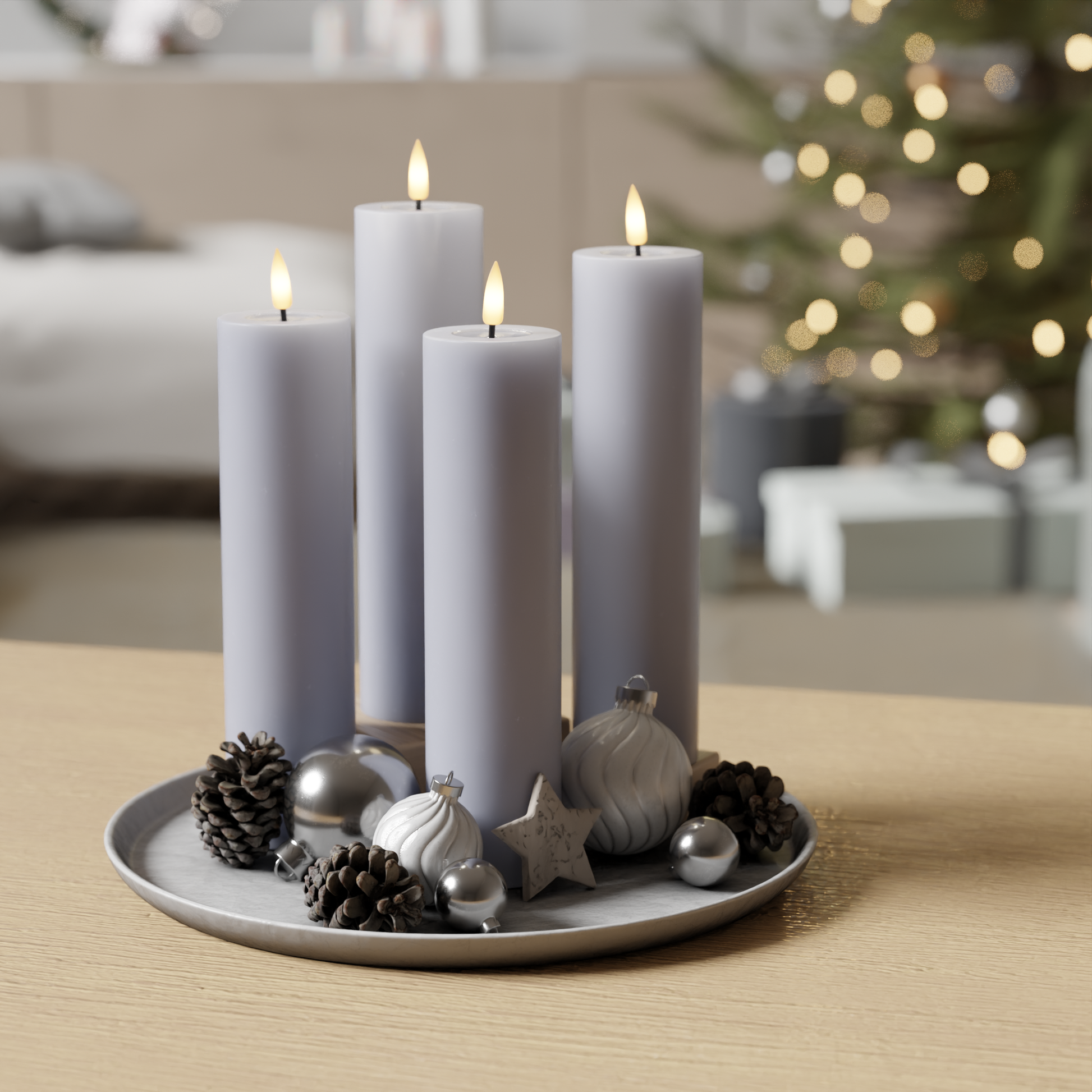 Deluxe Homeart Balíček LED blokových světel - Zaprášená modrá - 4 kusy 5 x 20 cm 1