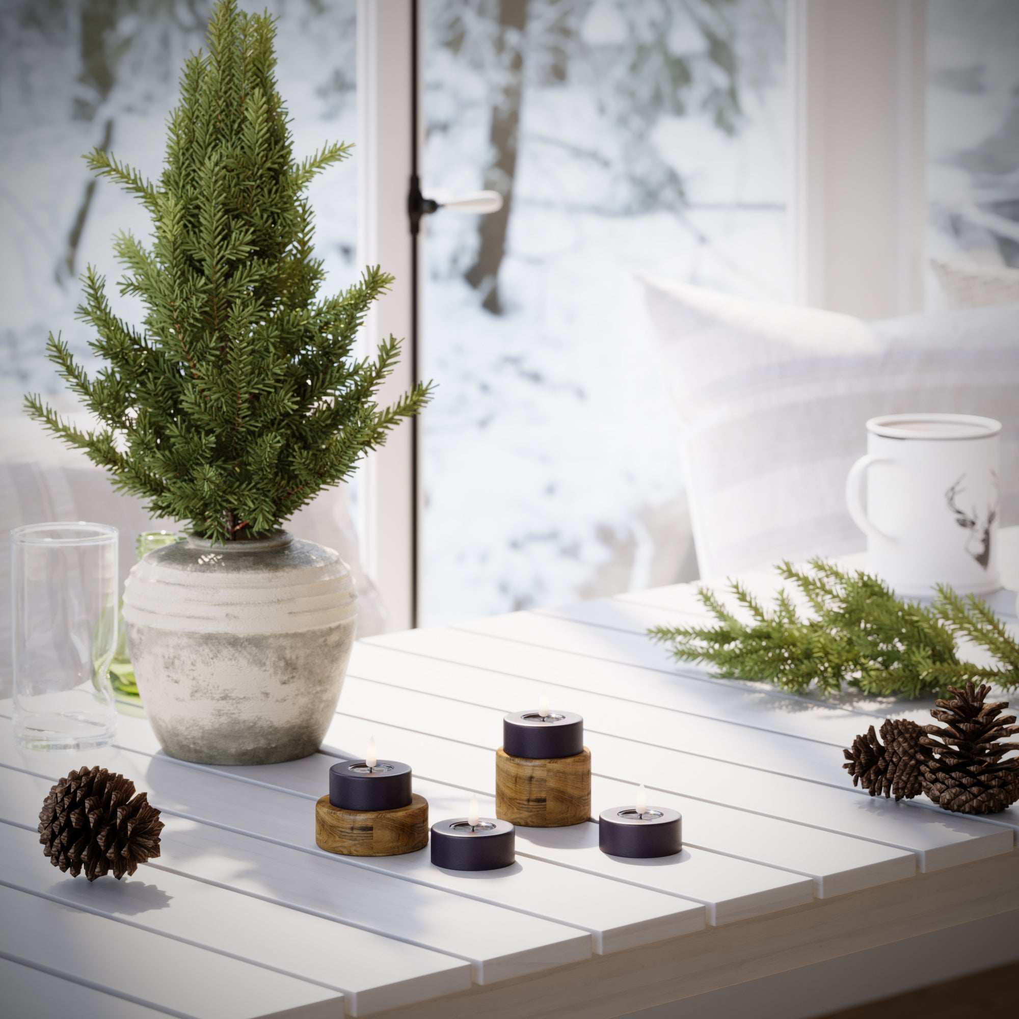 LED Jumbo fyrlys Mørkelilla - 4 stk