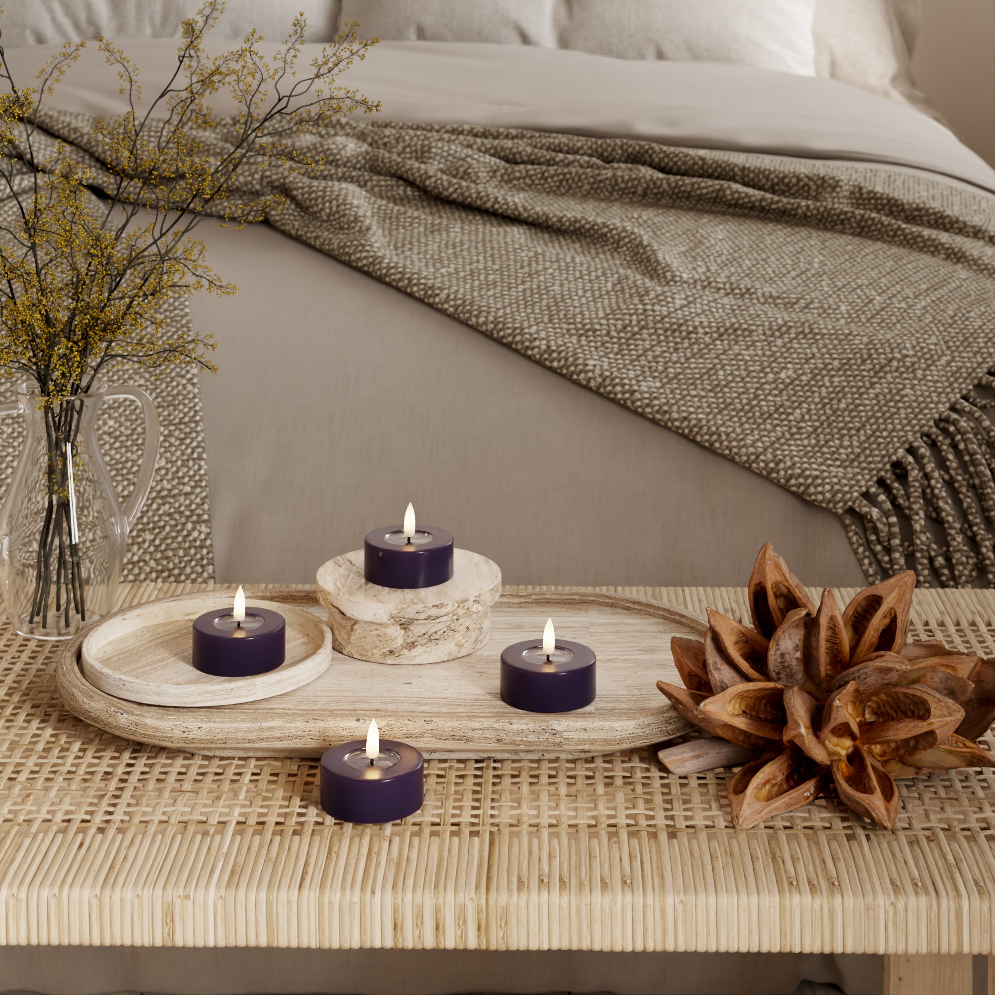 LED Jumbo fyrlys Mørkelilla - 4 stk