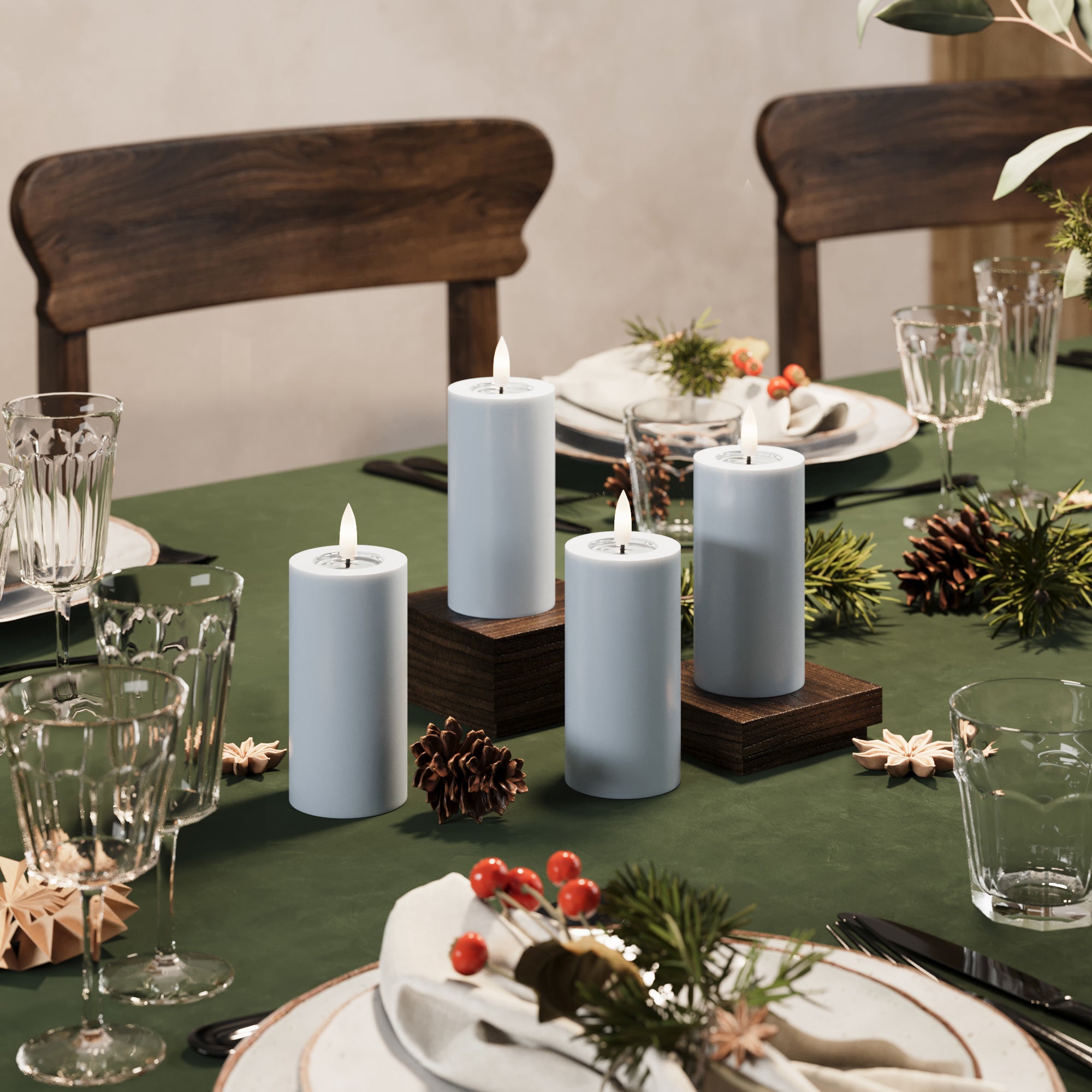 Φώτα μπλοκ LED Ø 5 x 10 cm Ξεθωριασμένο μπλε - 4 τεμ.