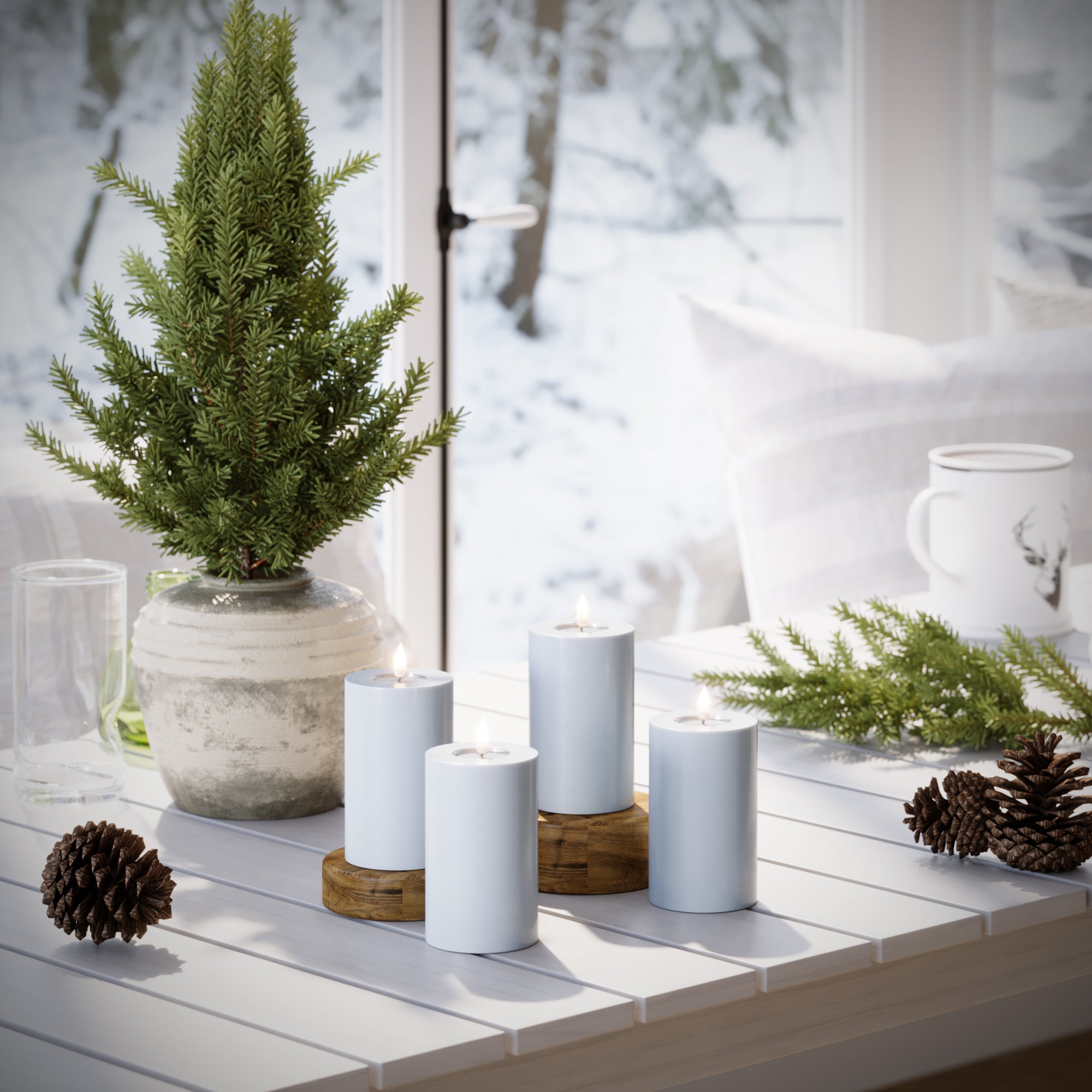 LED Blocklight Ø 7,5 x 12,5 cm Støvet blå - 4 stk