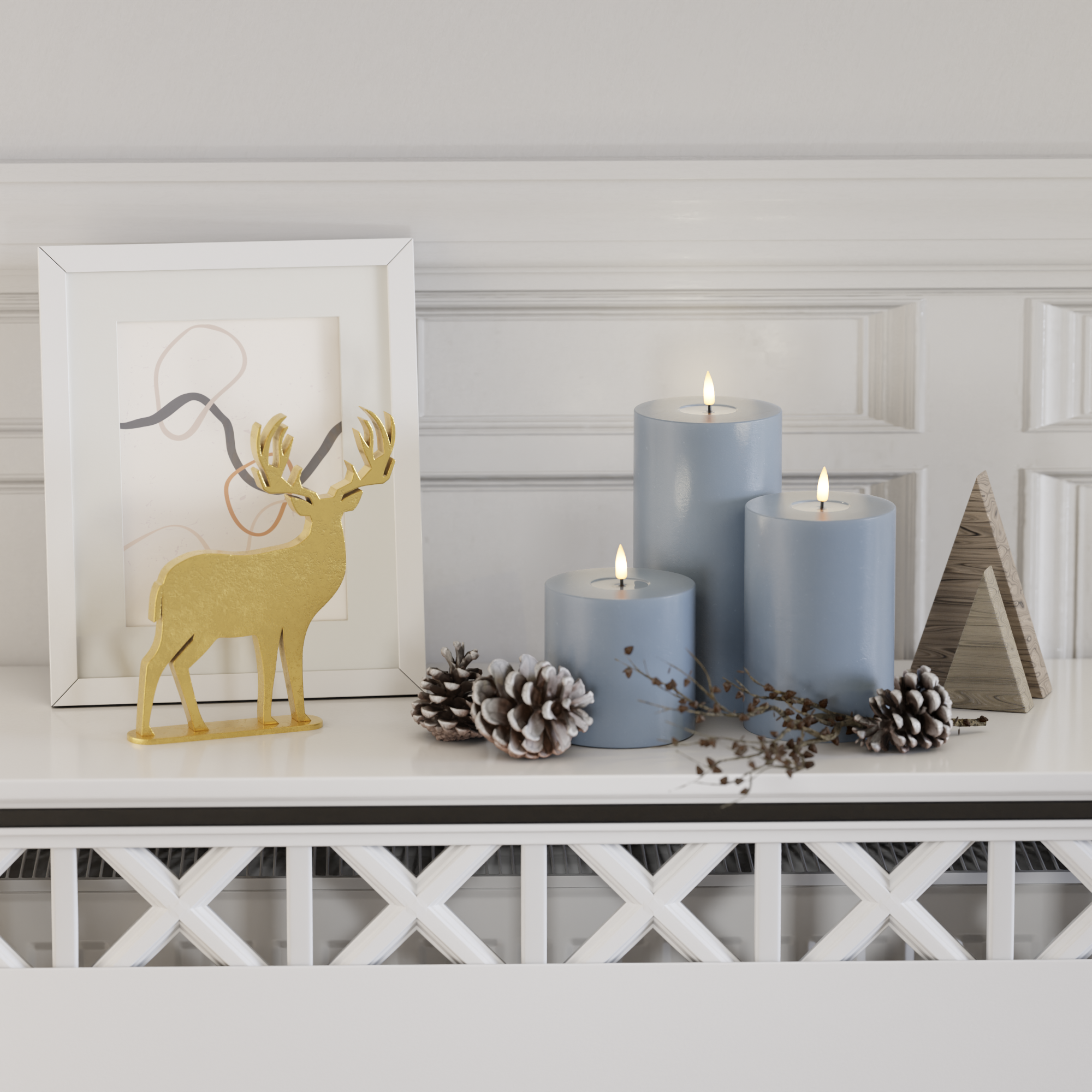 Deluxe Homeart Ice Blue Pillar candle pack 10 x 10, 15, 20 2