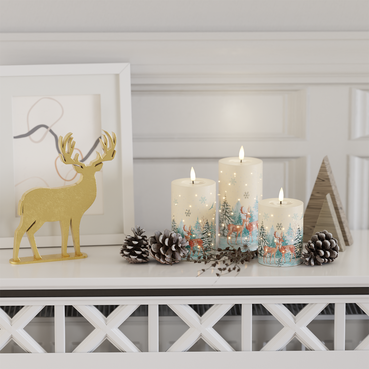 Deluxe Homeart Κουτί δώρου με κερί LED με χριστουγεννιάτικο μοτίβο Χριστούγεννα 2