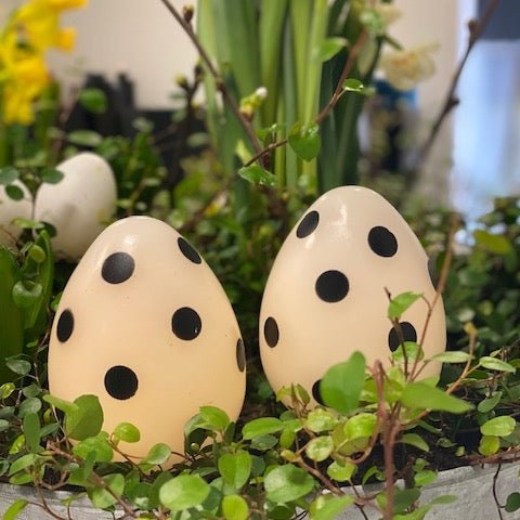 LED Påskeegg inn Hvit med sorte prikker 2 stk. Deluxe Homeart 1