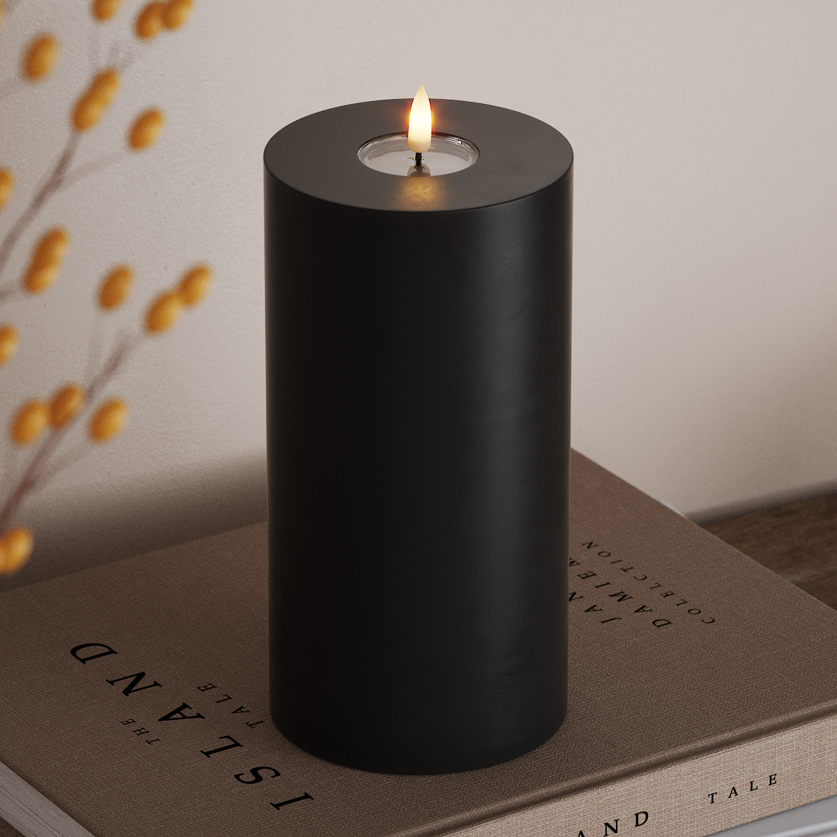 Deluxe Homeart LED Pillar candle Ø 10 x 20 cm Black LED Pillar candle 3