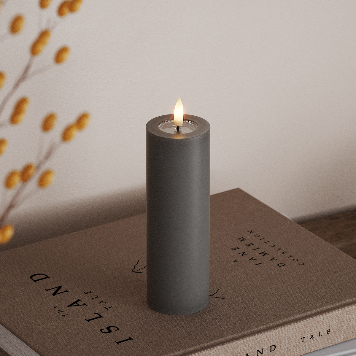 Deluxe Homeart LEDs Vela pilar Ø5x15cm Cinzento LEDs Vela pilar 3
