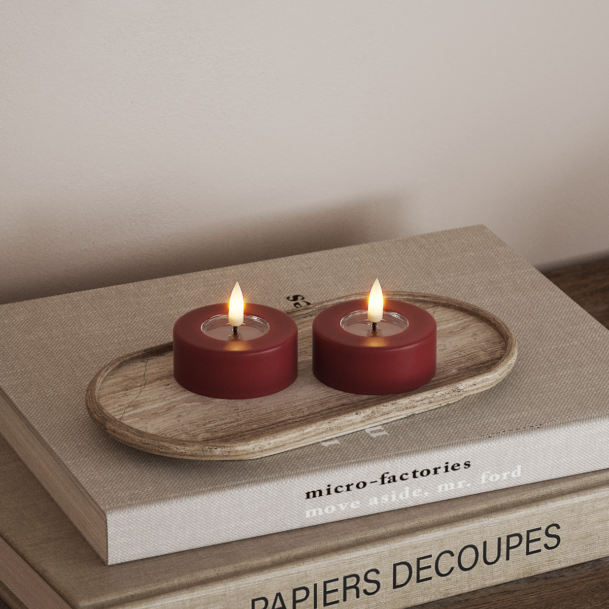Deluxe Homeart LED Jumbo čajové svíčky 2 ks. Velký Bordó LED jumbo čajová svíčka 3
