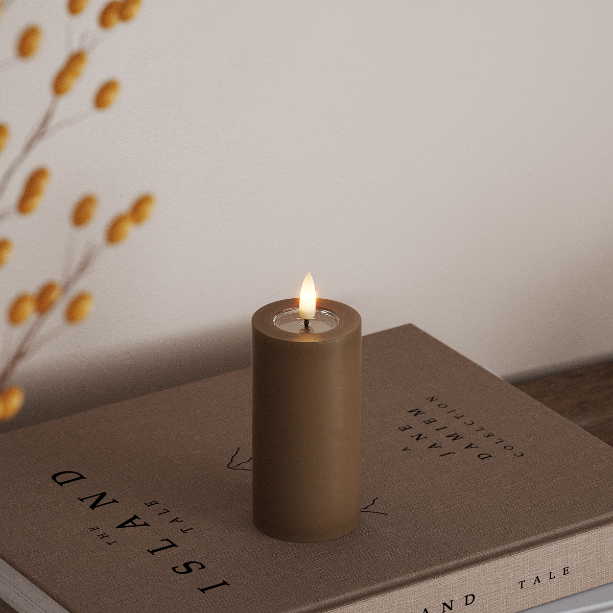 Deluxe Homeart LEDs Vela pilar Ø5x10cm Caramelo LEDs Vela pilar 3