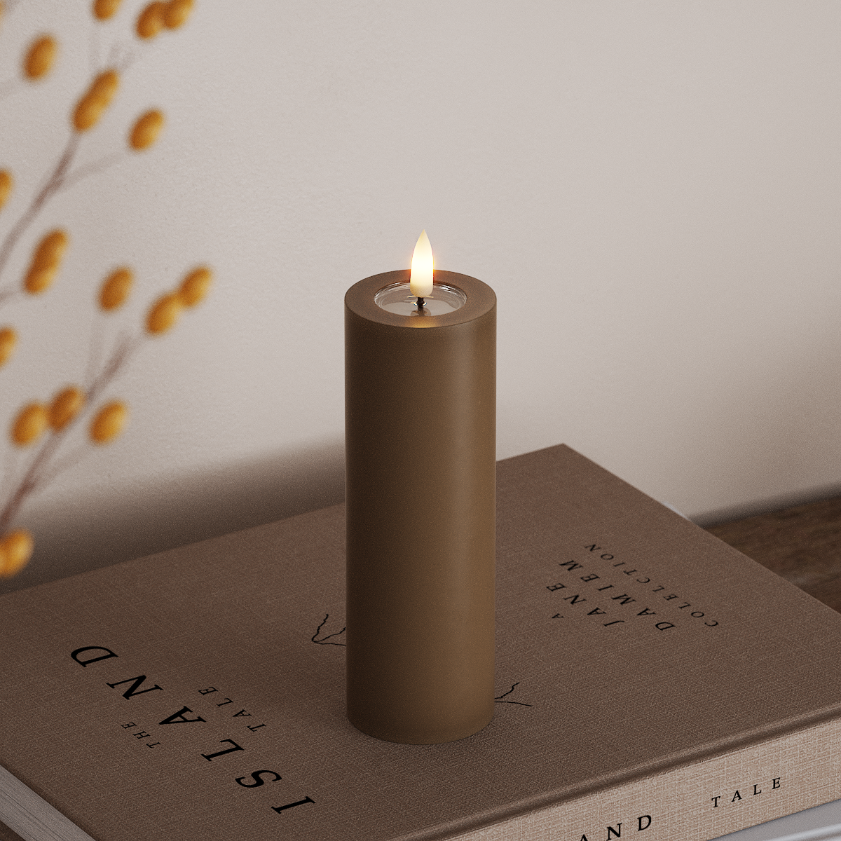 Deluxe Homeart LEDs Vela pilar Ø5x15cm Caramelo LEDs Vela pilar 3