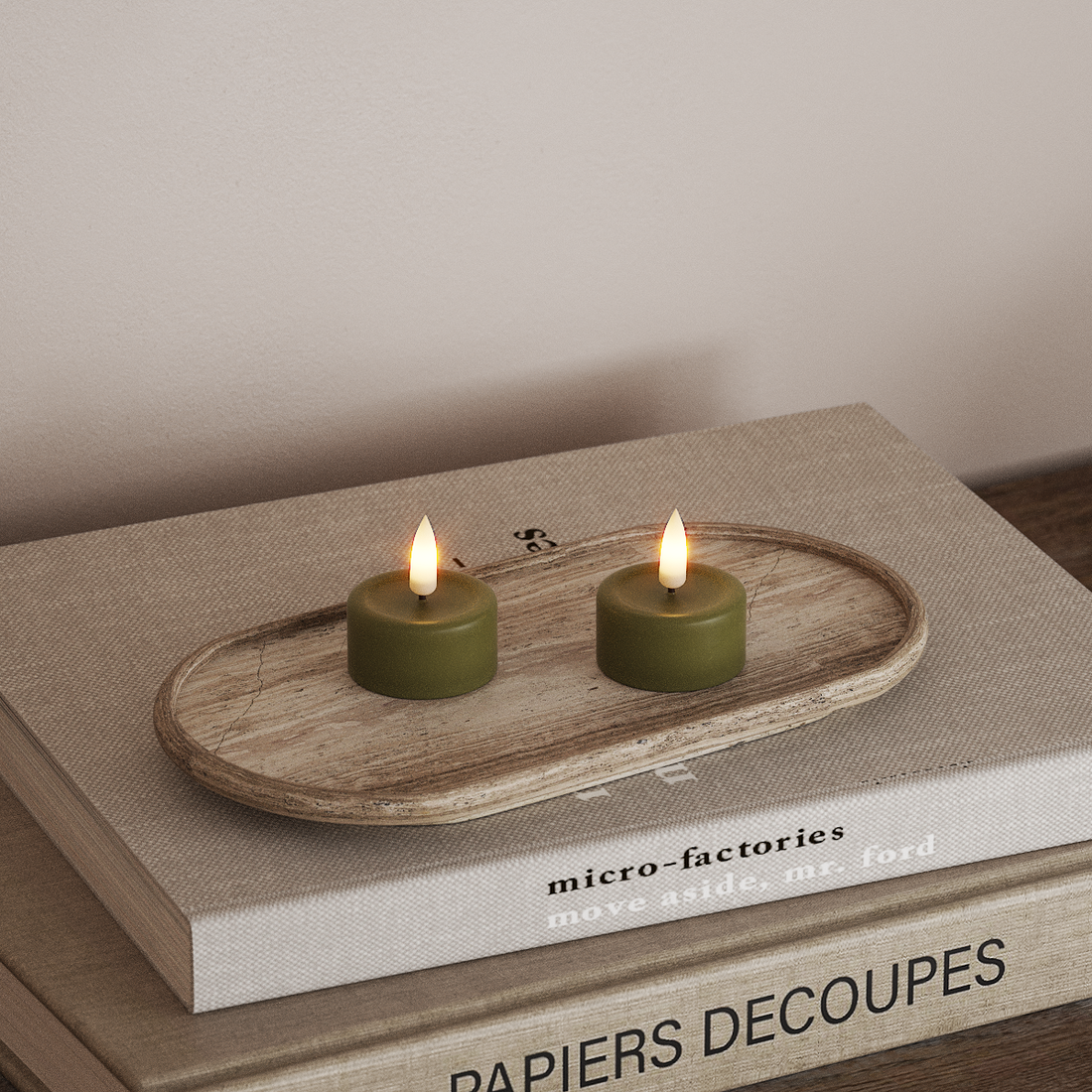 Deluxe Homeart LED Tealight candle 2 pieces Olive Green LED Tealight candle 4