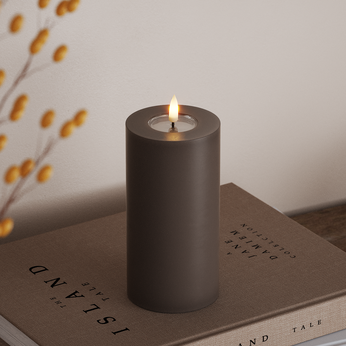 Deluxe Homeart LED Pillar candle Ø 7.5 x 15 cm Mocha LED Pillar candle 3