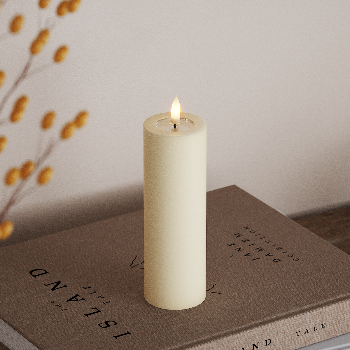 Deluxe Homeart LED Pillar candle Ø 5 x 15 cm Cream LED Pillar candle 3