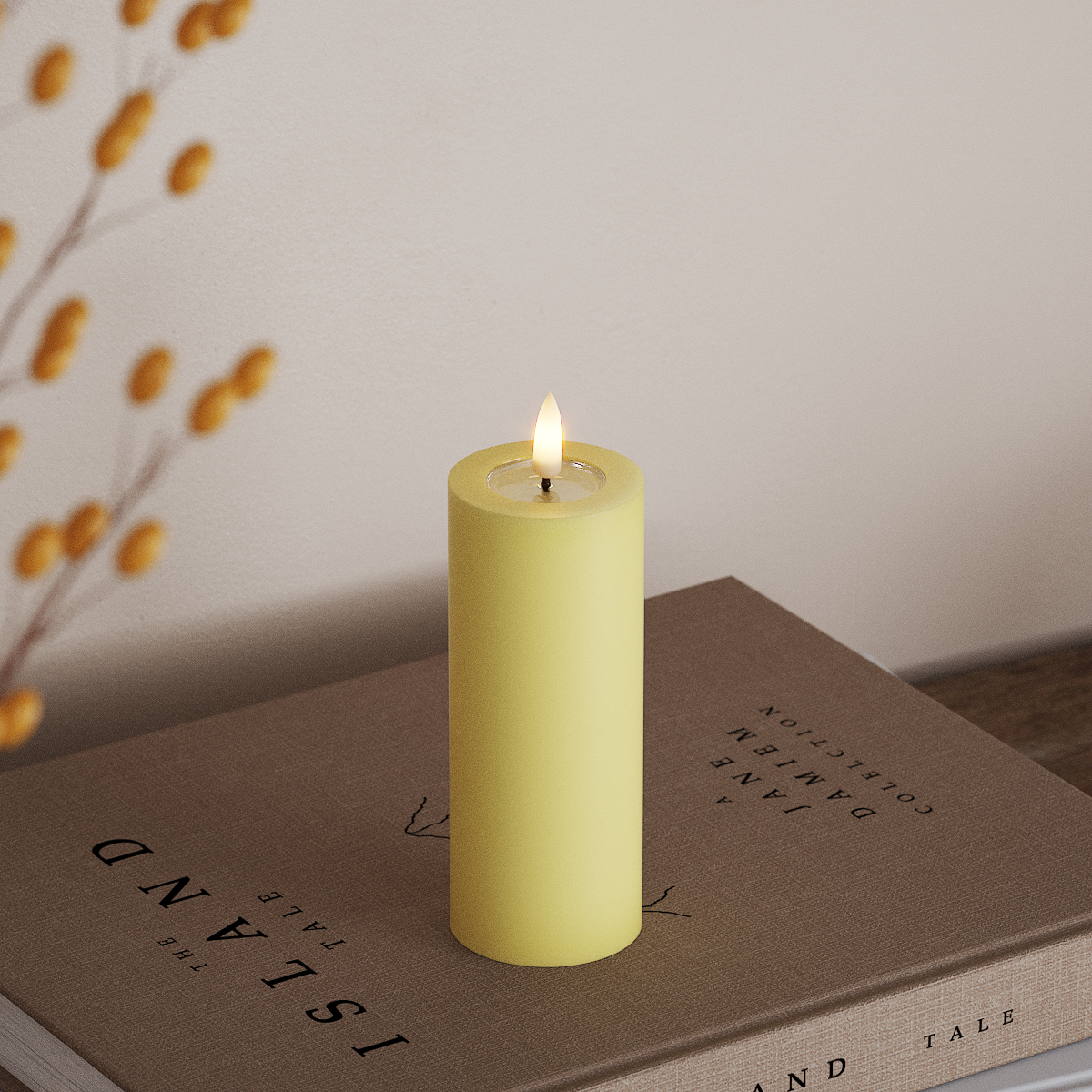 Deluxe Homeart LED Pillar candle Ø 5 x 12.5 cm Light Yellow LED Pillar candle 3