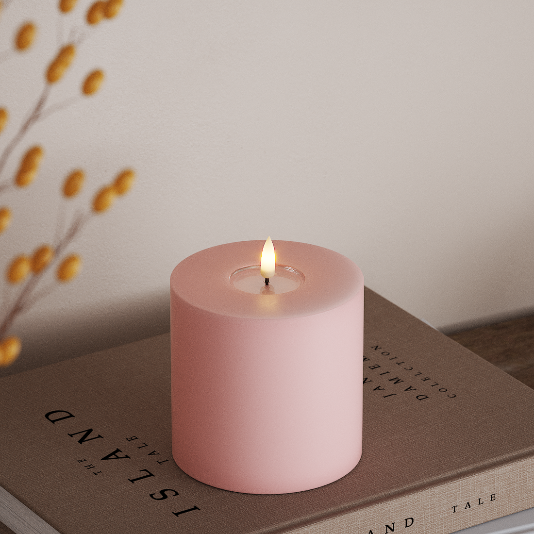 Deluxe Homeart LED Blokklys Ø 10 x 10 cm Lys rosa LED blokklys 4