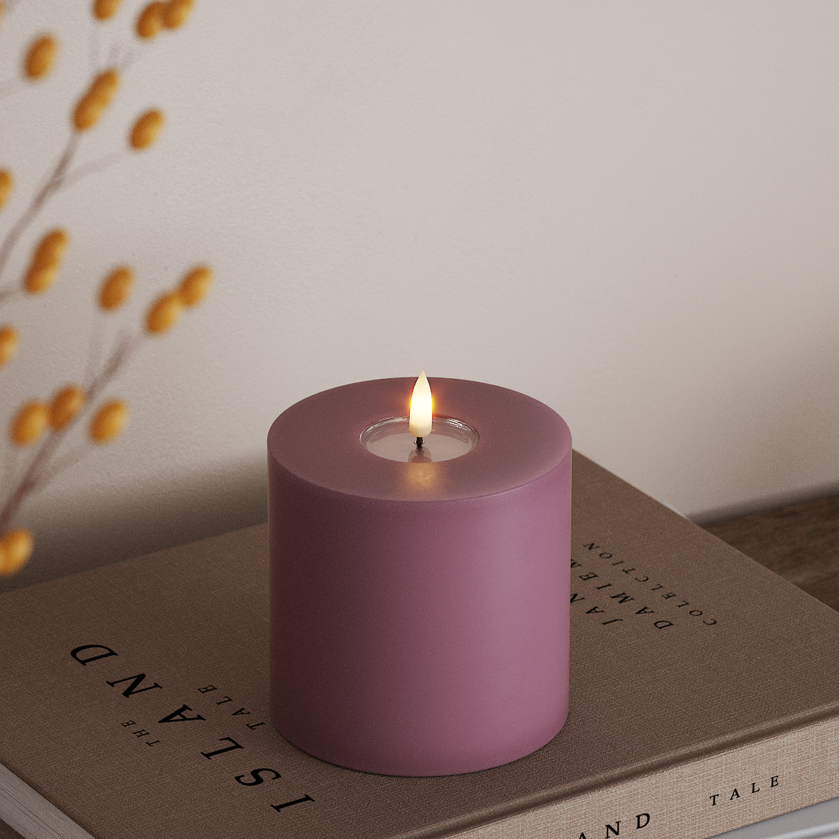 Deluxe Homeart LEDs Vela pilar Ø 10 x 10 cm Roxo claro LEDs Vela pilar 3