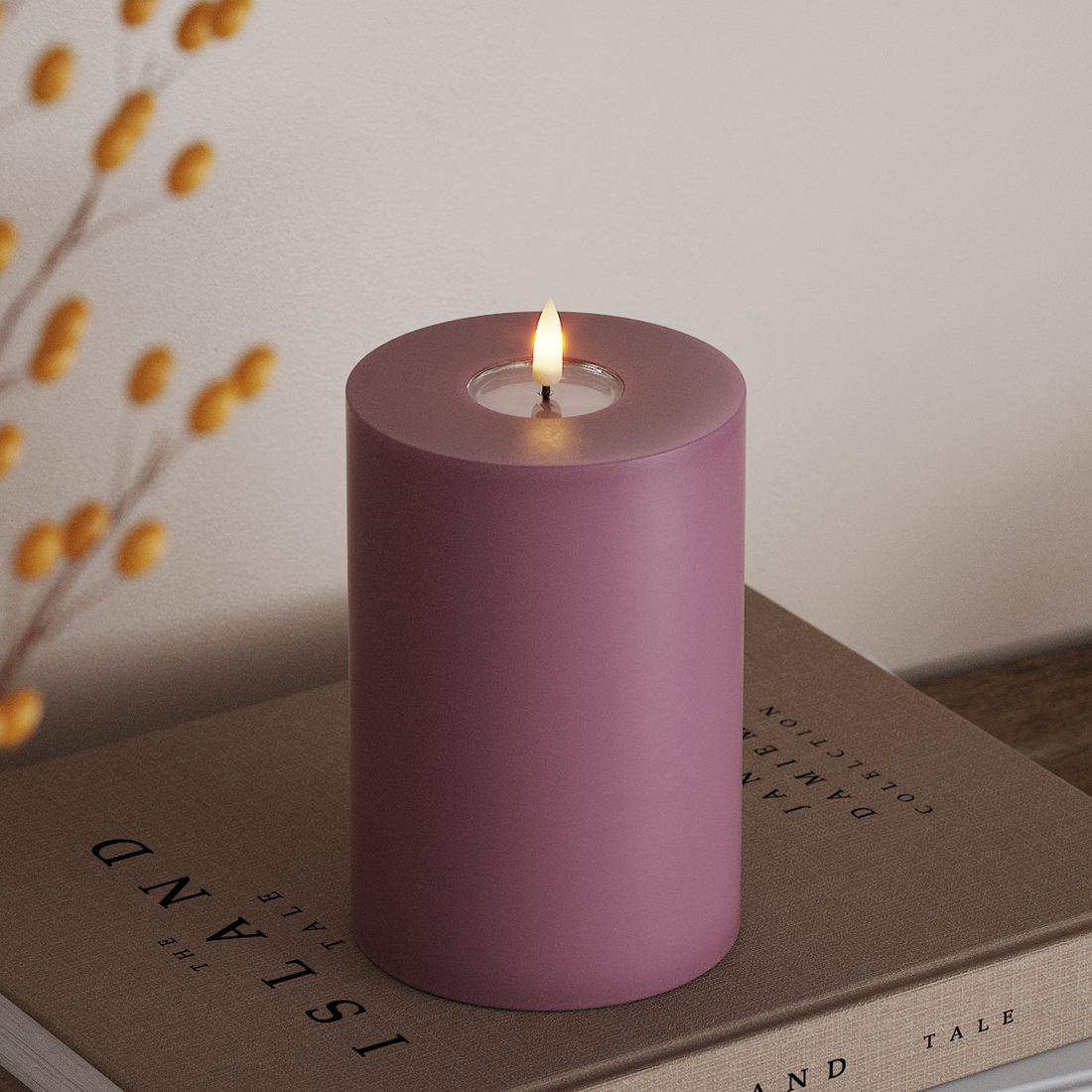 Deluxe Homeart LED Blokklys Ø 10 x 15 cm Lys lilla LED blokklys 4