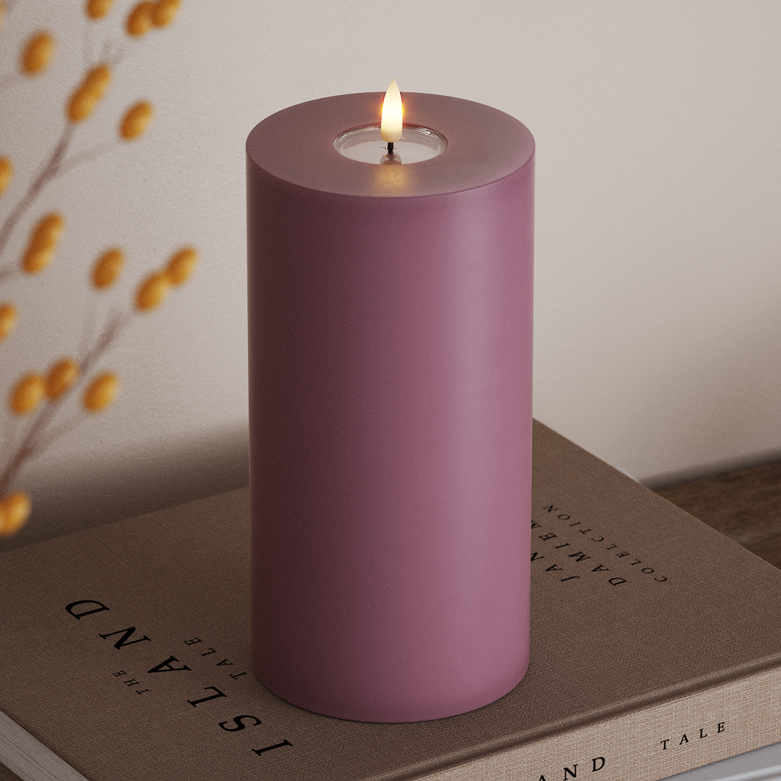 Deluxe Homeart LED Blokklys Ø 10 x 20 cm Lys lilla LED blokklys 4