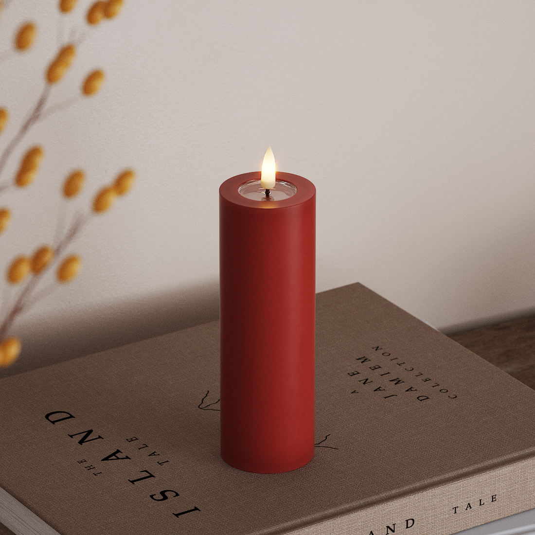 Deluxe Homeart LED Blockljus Ø 5 x 15 cm Röd LED Blockljus 4