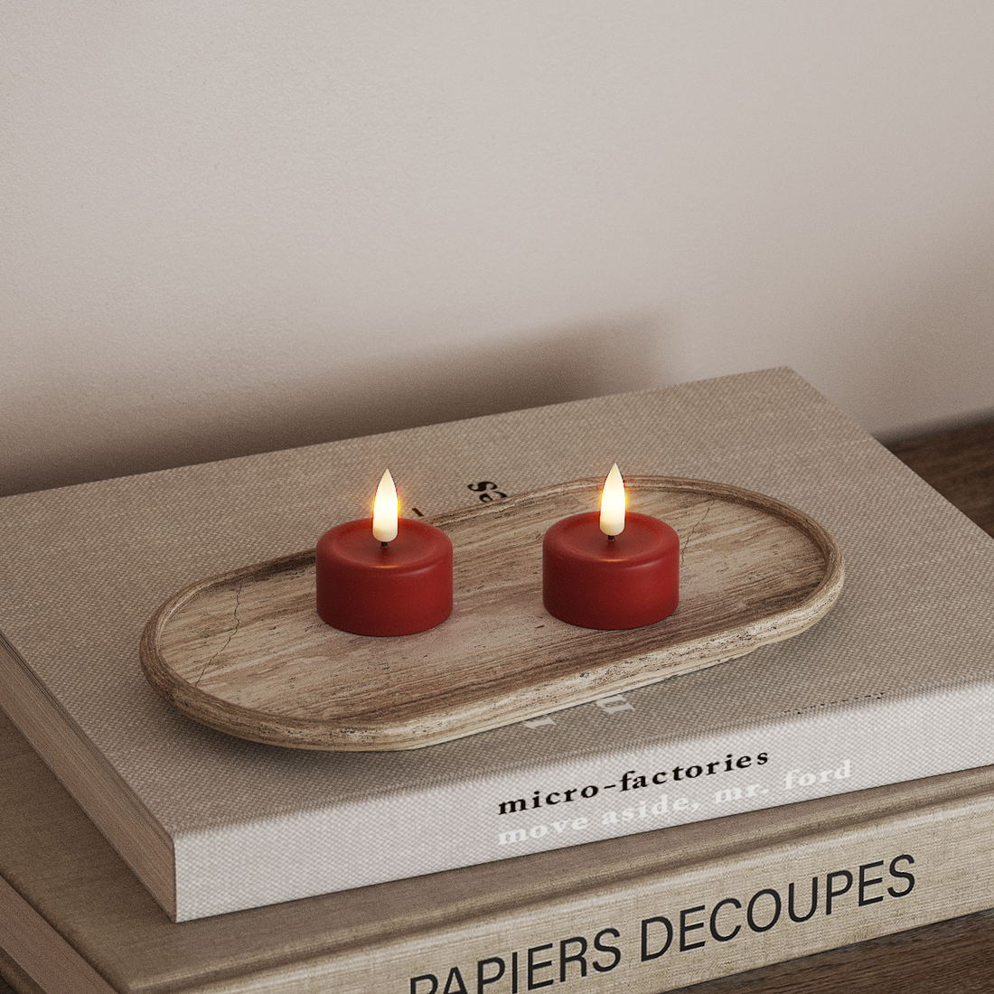 Deluxe Homeart LED Fyrfadslys 2 stk. Rød LED fyrfadslys 4