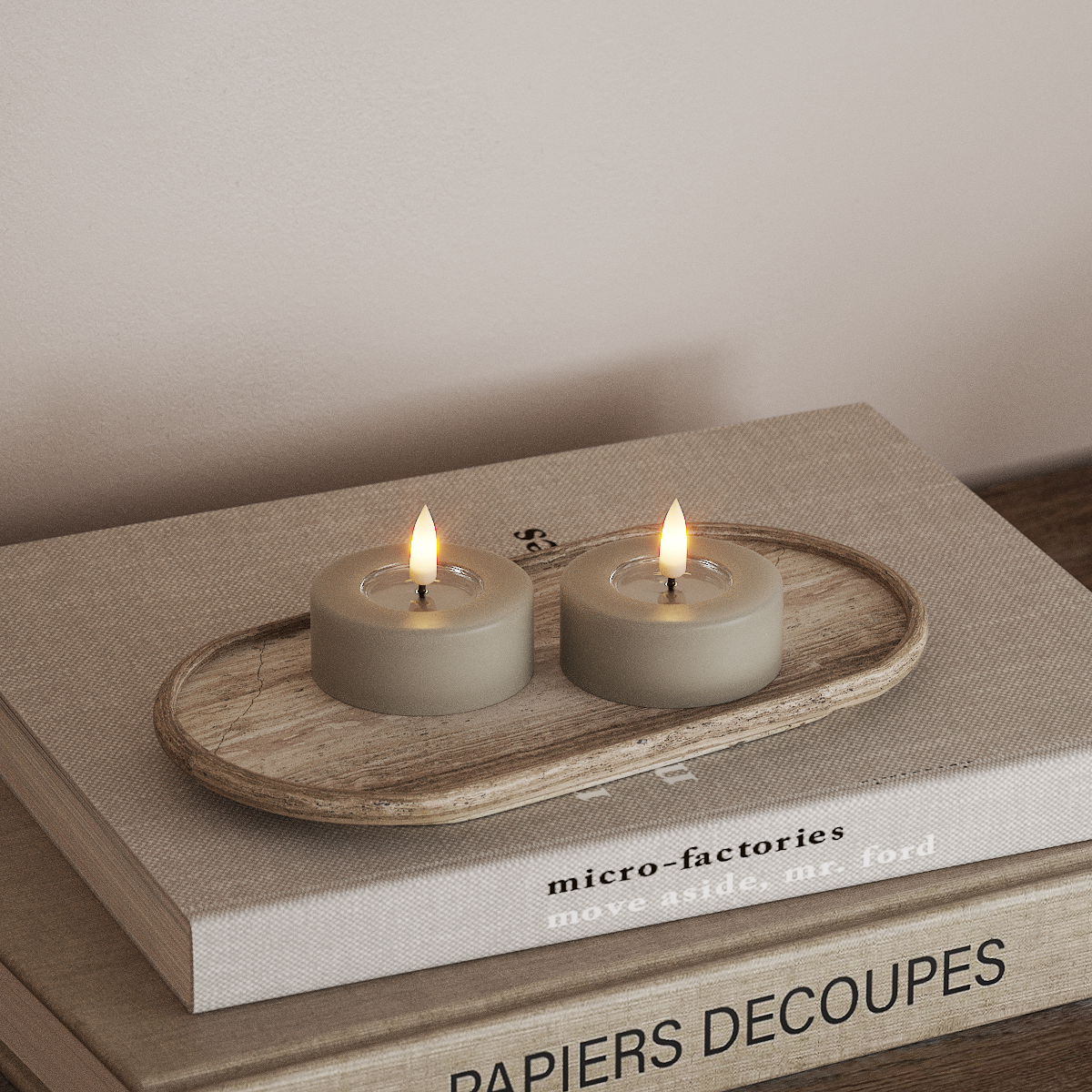 Deluxe Homeart LED Jumbo Tealight candle 2 pieces Large Sand LED jumbo Tealight candle 3