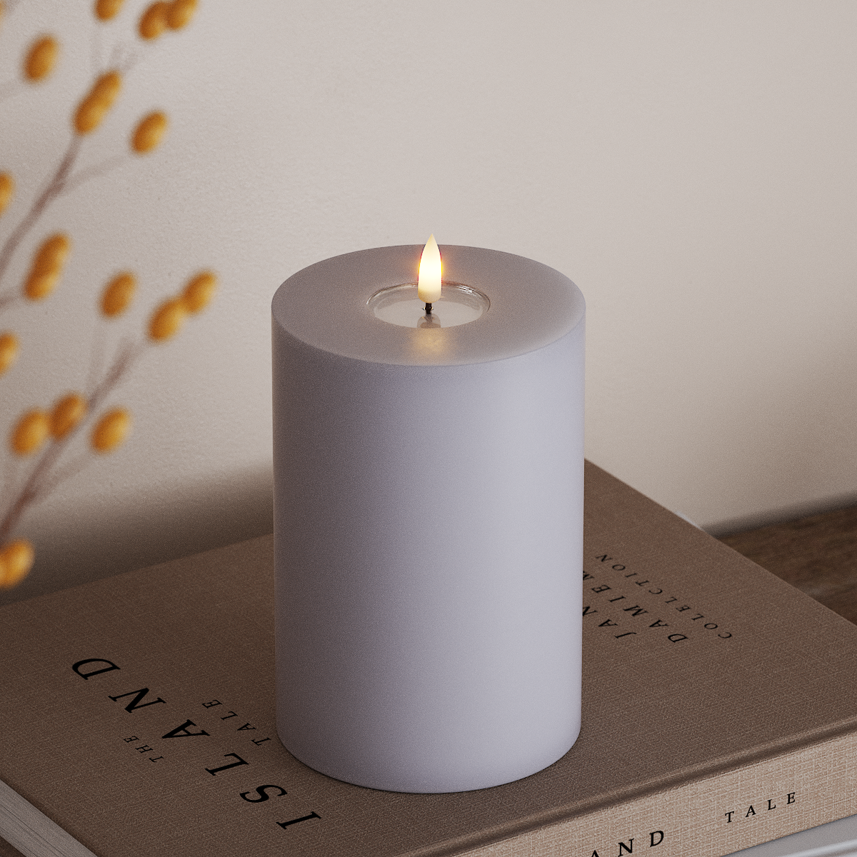 Deluxe Homeart Φωτιστικό μπλοκ LED Ø 10 x 15 cm Ξεθωριασμένο μπλε Φως μπλοκ LED 3