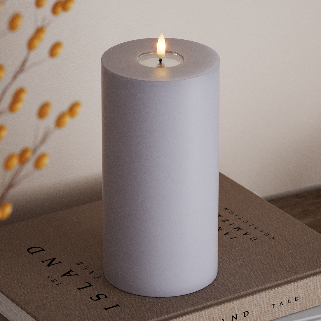 Deluxe Homeart LED Bloklys Ø 10 x 20 cm Støvet blå LED bloklys 4