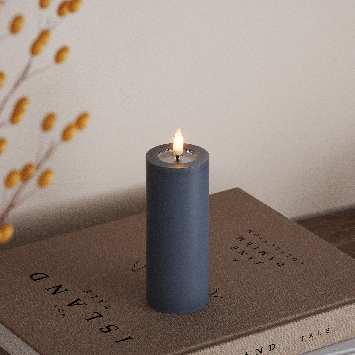 Deluxe Homeart LED Blockljus Ø 5 x 12,5 cm Isblå LED Blockljus 3