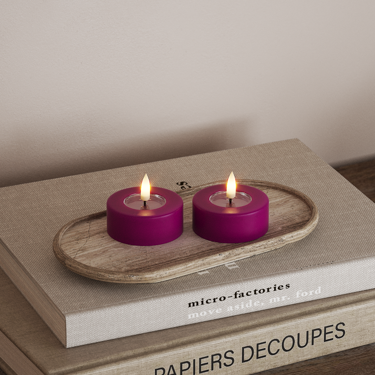 Deluxe Homeart LED Jumbo čajové svíčky 2 ks. Velký Fialová LED jumbo čajová svíčka 3
