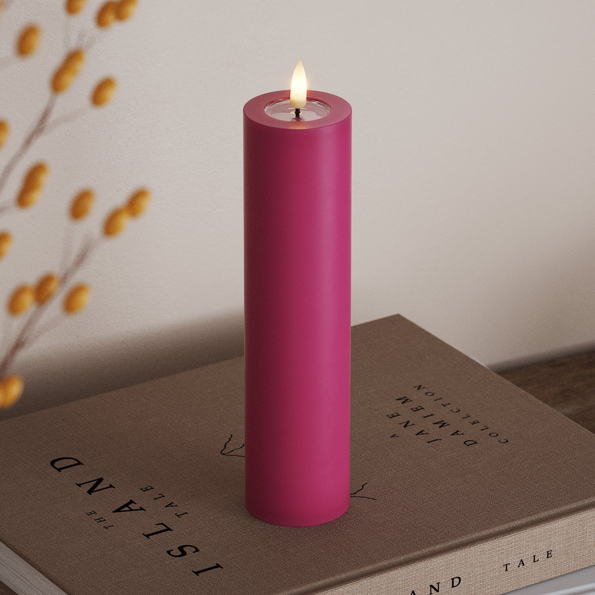 Deluxe Homeart LED Pillar candle Ø 5 x 20 cm Magenta LED Pillar candle 3