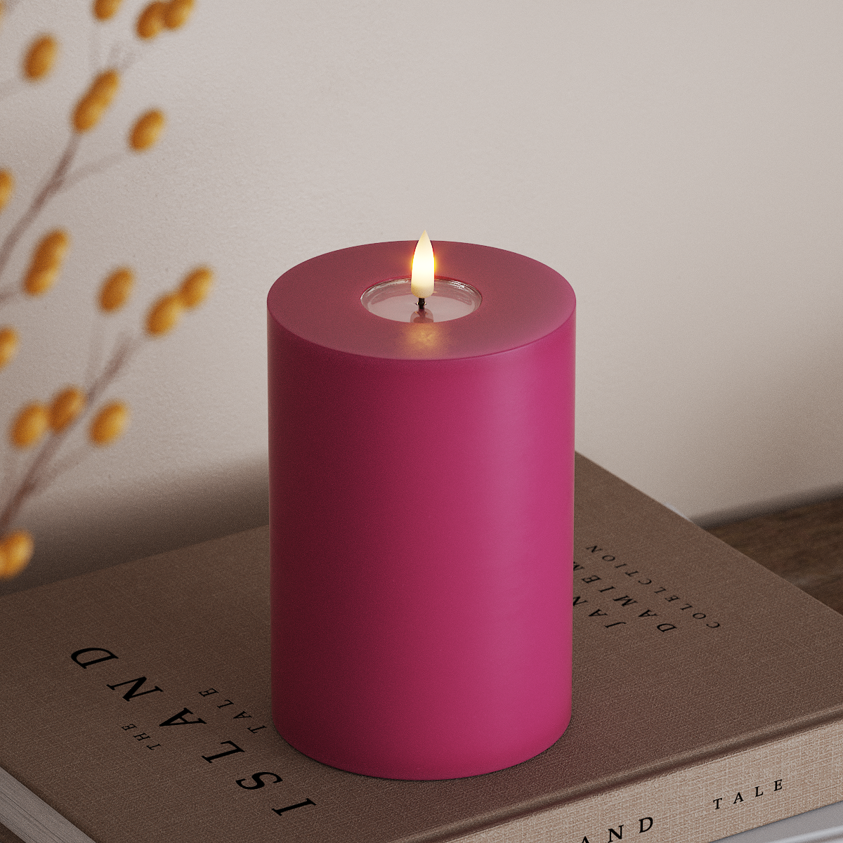 Deluxe Homeart LEDs Vela pilar Ø10x15cm Magenta LEDs Vela pilar 3