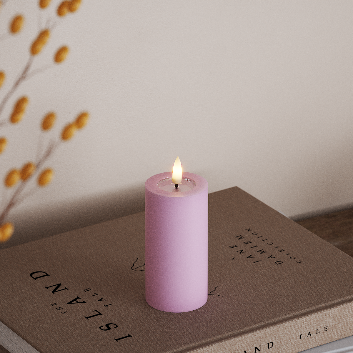 Deluxe Homeart LED Pillar candle Ø 5 x 10 cm Lavender LED Pillar candle 3