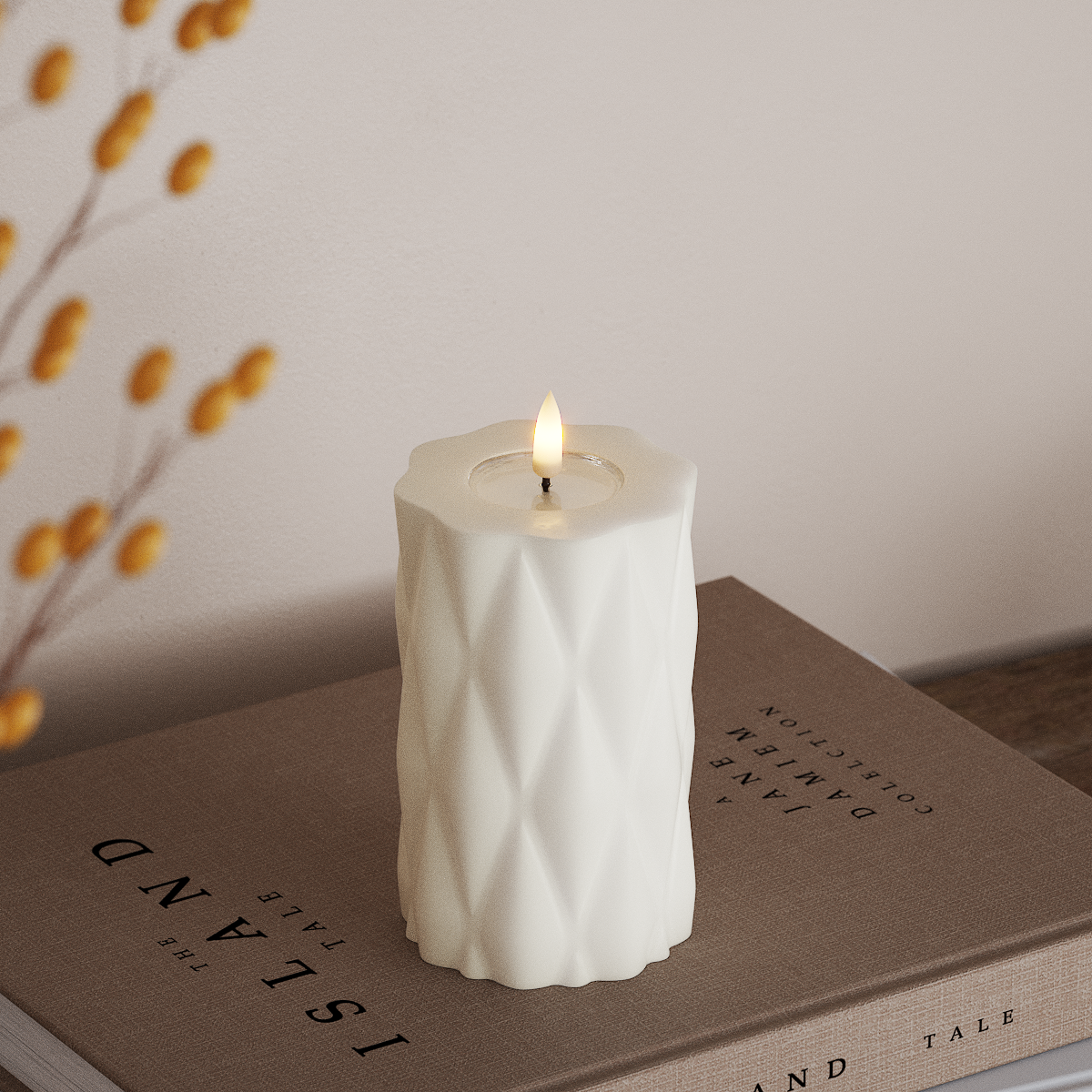 Deluxe Homeart Harlequin LED Pillar candle Ø 7.5 x 12.5 cm White LED Harlequin 3