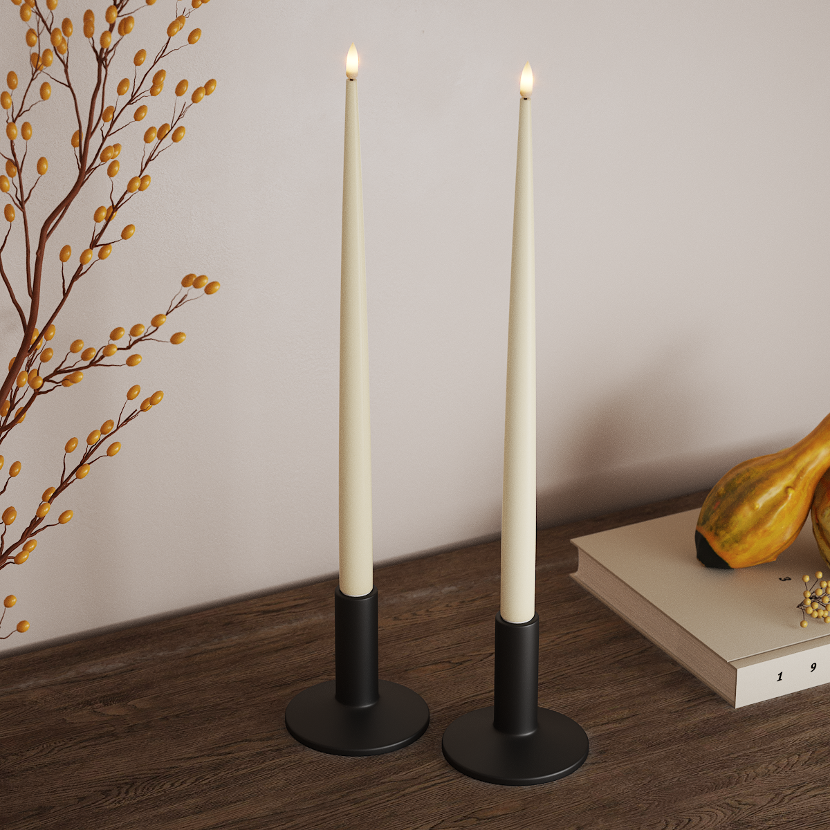 Deluxe Homeart LED Shiny Dinner candle with Lacquer, 2 pieces 38 cm Cream LED Shiny Dinner candle 3
