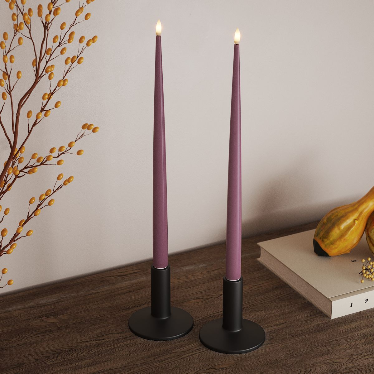 Deluxe Homeart LED Ljus Med Lack med Lack, 2 st 38 cm Ljuslila LED Ljus Med Lack 3