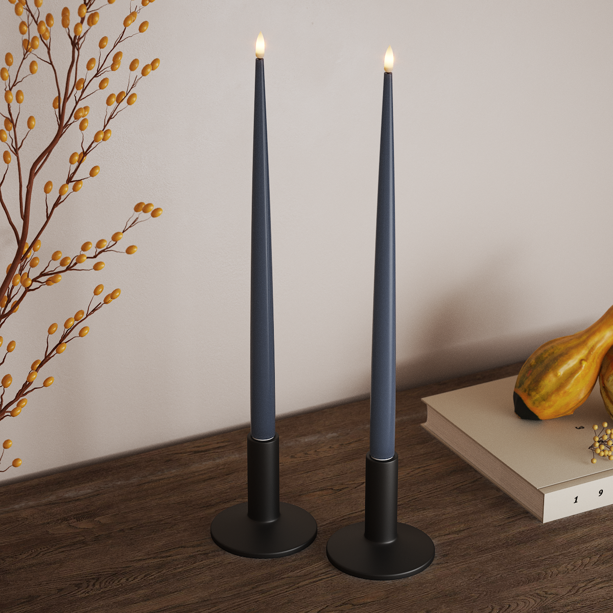 Deluxe Homeart Φωτιστικό κεριού LED με Λάκα, 2 τμχ 38 cm Παγωμένο μπλε Φως κεριού LED 3