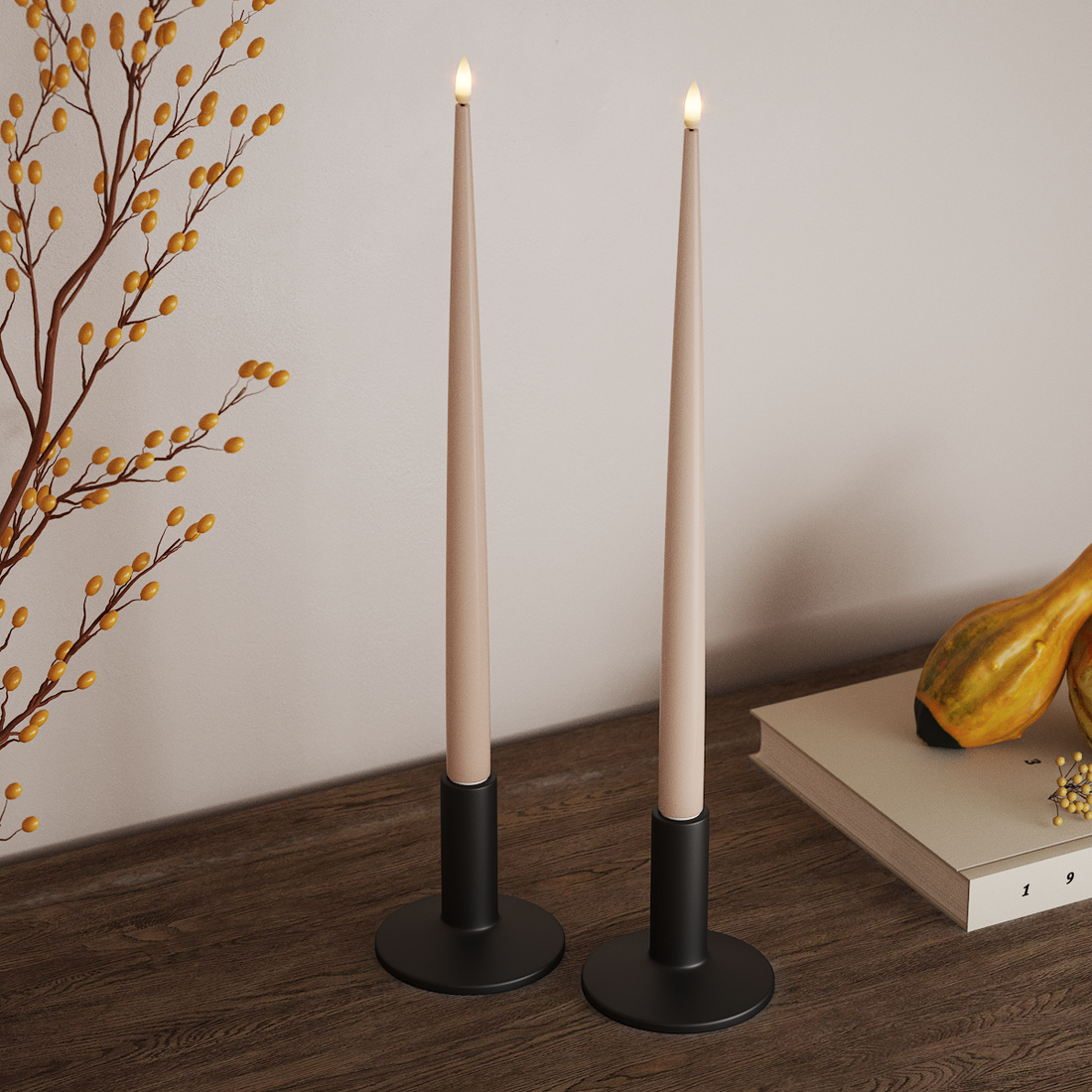 Deluxe Homeart LED Kertelys med Lak, 2 stk 38 cm Rose LED kertelys 4