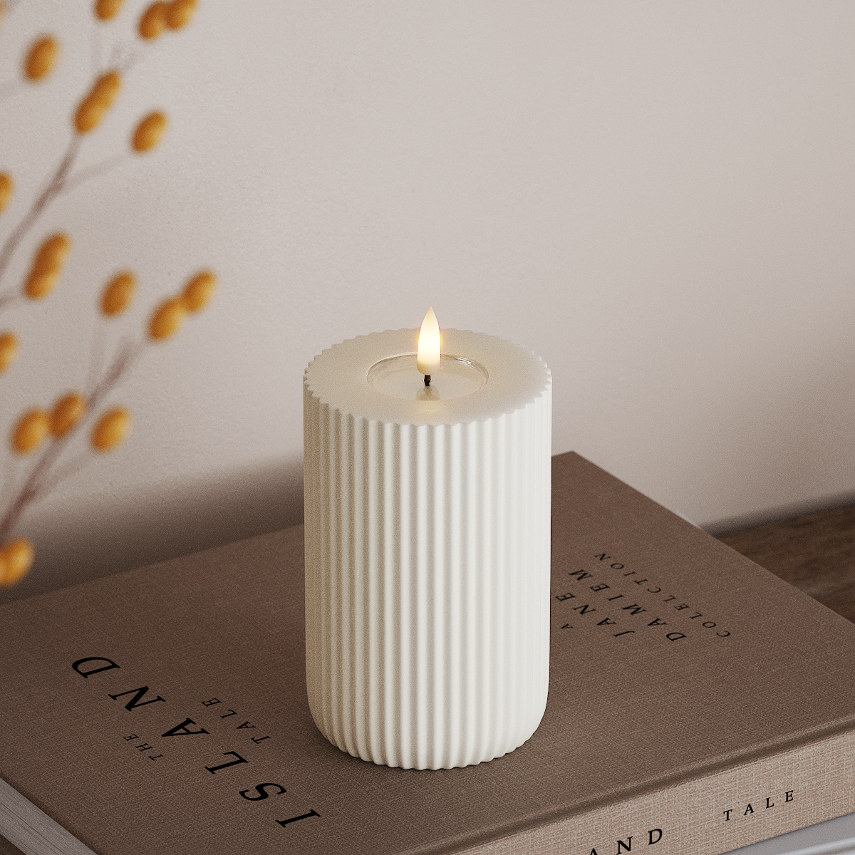 Deluxe Homeart Solid Stripe LED Blockljus Ø 8 X 12,5 cm Vit LED Form 3