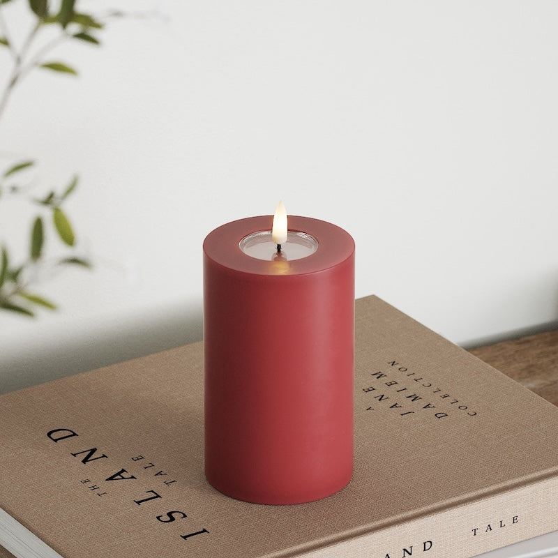 Deluxe Homeart LED Blokklys Ø 7,5 x 12,5 cm Bordeaux