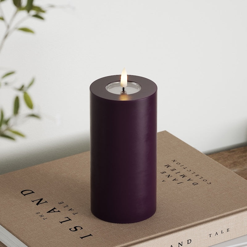 Deluxe Homeart LEDs Vela pilar Ø 7,5 x 15 cm Roxo escuro