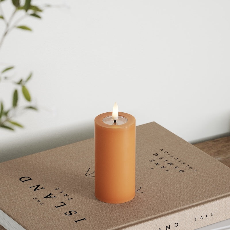 Deluxe Homeart Φωτιστικό μπλοκ LED Ø 5 x 10 cm Πορτοκαλί