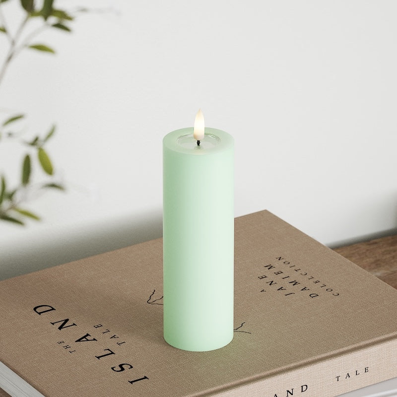 Deluxe Homeart LED Bloklys Ø 5 x 15 cm Mint