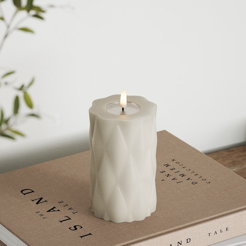 Deluxe Homeart Harlequin Φωτιστικό μπλοκ LED Ø 7,5 x 12,5 cm Άμμος