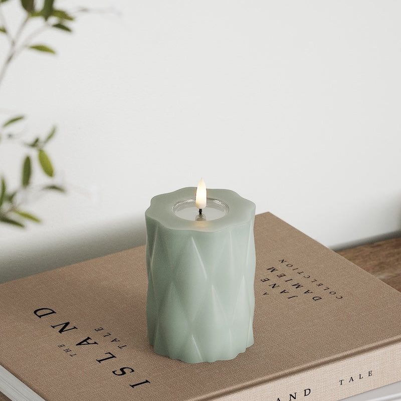 Deluxe Homeart Harlequin LEDs Vela pilar Ø 7,5 x 10 cm Verde sálvia